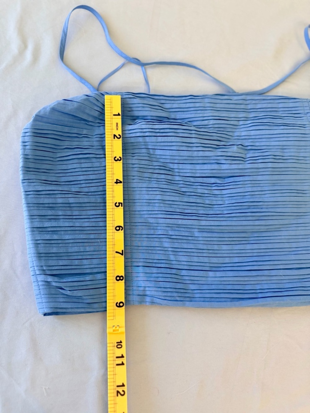 Madewell Blue Pleated Crop Top NWOT  Coastal Cowgirl Size 6 - Picture 9 of 10